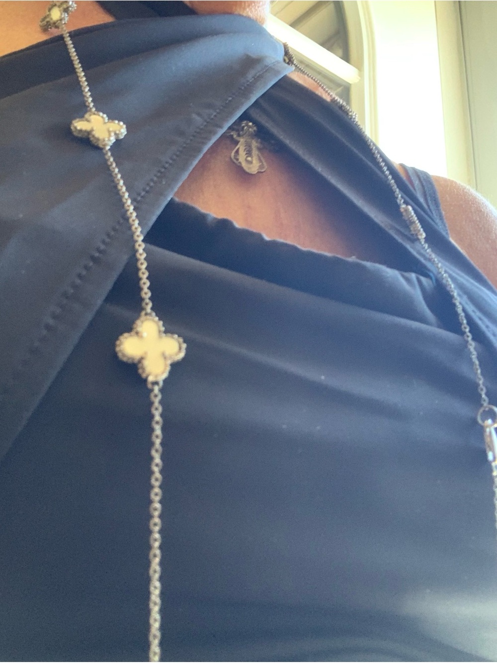 Elegant White Clover Station Necklace - Women Jewelry